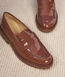 Femme Paire et Fils Mocassins Et Derbies-Mocassin femme en cuir cognac verni