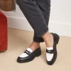 Femme Paire et Fils Mocassins Et Derbies-Mocassin femme en cuir noir et blanc