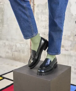 Femme Paire et Fils Mocassins Et Derbies-Mocassin femme en cuir noir vernis