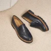 Femme Paire et Fils Mocassins Et Derbies-Mocassin femme en cuir noir texturé