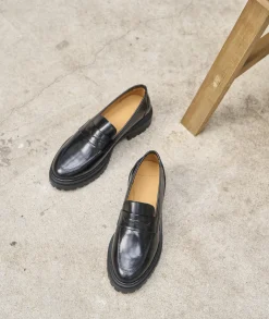 Femme Paire et Fils Mocassins Et Derbies-Mocassin femme en cuir noir vernis