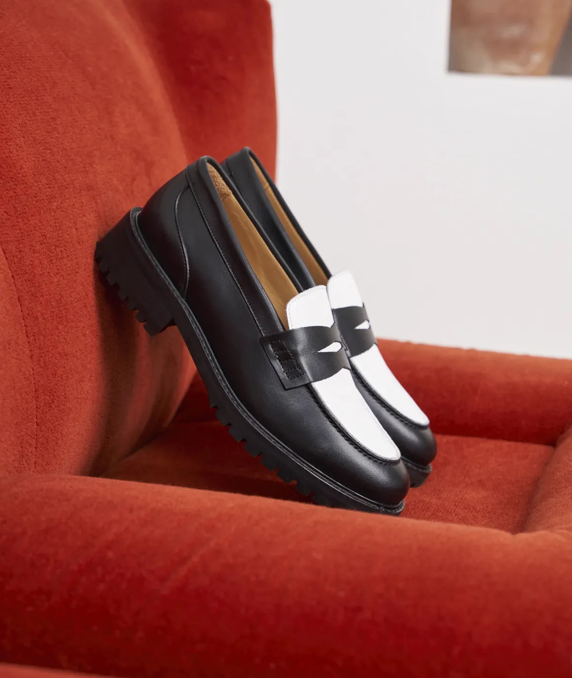 Femme Paire et Fils Mocassins Et Derbies-Mocassin femme en cuir noir et blanc