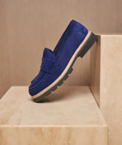 Femme Paire et Fils Mocassins Et Derbies-Mocassin femme en daim bleu