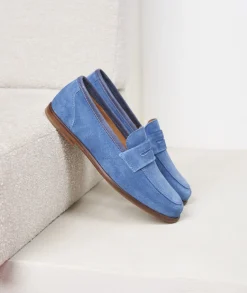 Femme Paire et Fils Mocassins Et Derbies-Mocassin femme en daim bleu ciel