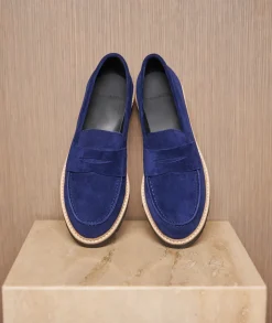 Femme Paire et Fils Mocassins Et Derbies-Mocassin femme en daim bleu
