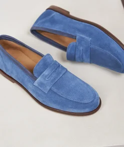 Femme Paire et Fils Mocassins Et Derbies-Mocassin femme en daim bleu ciel