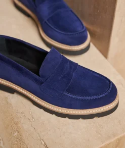 Femme Paire et Fils Mocassins Et Derbies-Mocassin femme en daim bleu