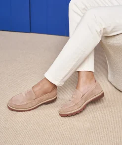 Femme Paire et Fils Mocassins Et Derbies-Mocassin femme en daim vieux rose