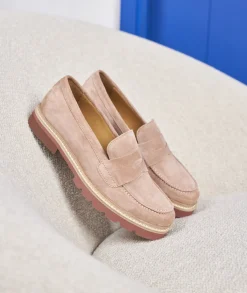 Femme Paire et Fils Mocassins Et Derbies-Mocassin femme en daim vieux rose