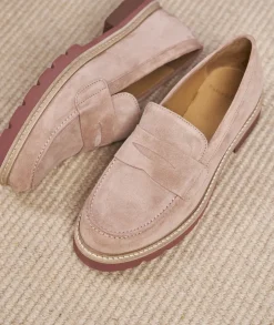 Femme Paire et Fils Mocassins Et Derbies-Mocassin femme en daim vieux rose