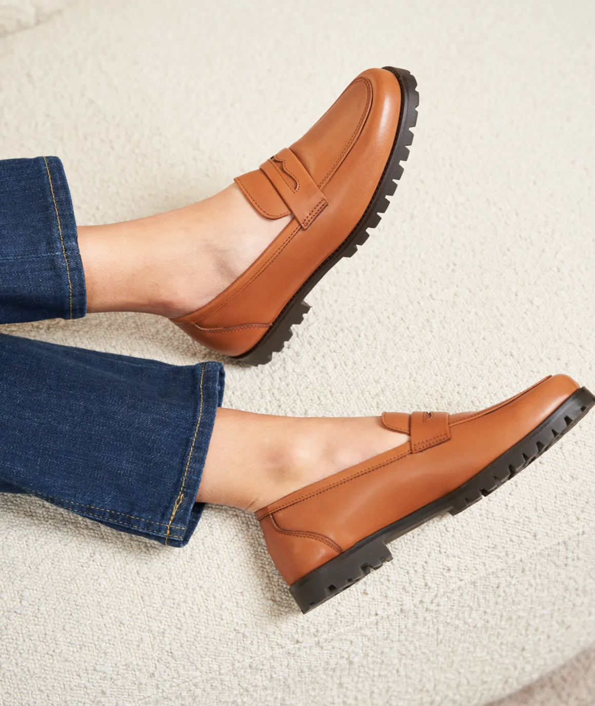 Femme Paire et Fils Mocassins Et Derbies-Mocassin femme en cuir cognac