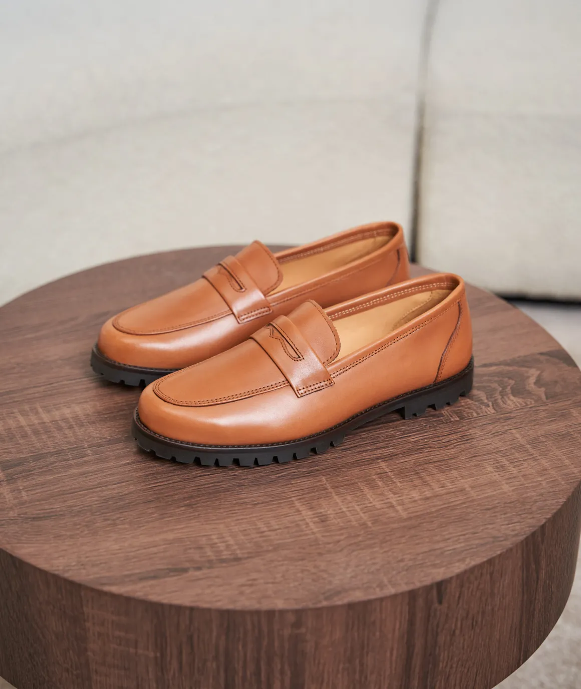 Femme Paire et Fils Mocassins Et Derbies-Mocassin femme en cuir cognac