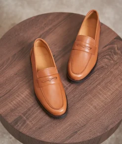Femme Paire et Fils Mocassins Et Derbies-Mocassin femme en cuir cognac