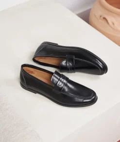 Homme Paire et Fils Mocassins-Mocassin homme en cuir noir vernis
