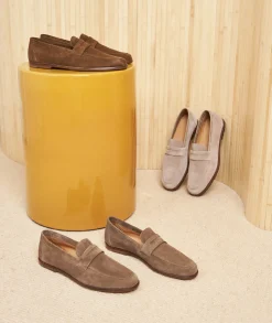 Homme Paire et Fils Mocassins-Mocassin homme en daim Brun