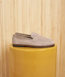 Homme Paire et Fils Mocassins-Mocassin homme en daim gris