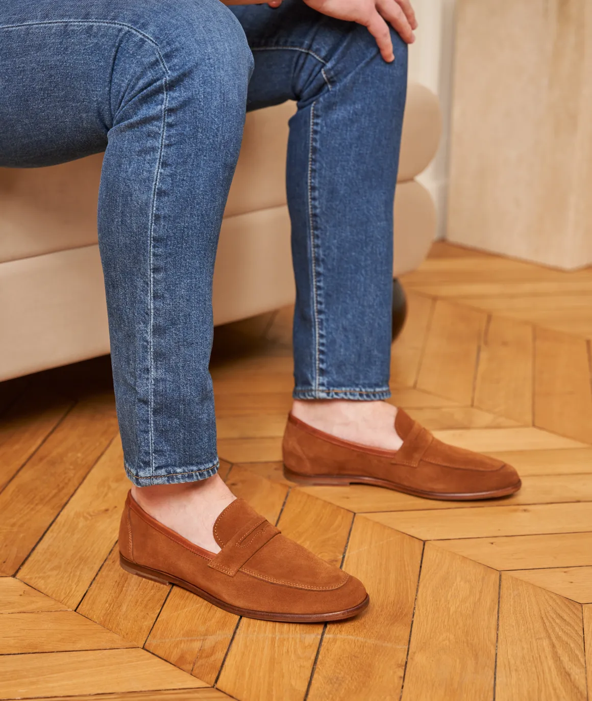 Homme Paire et Fils Mocassins-Mocassin homme en daim