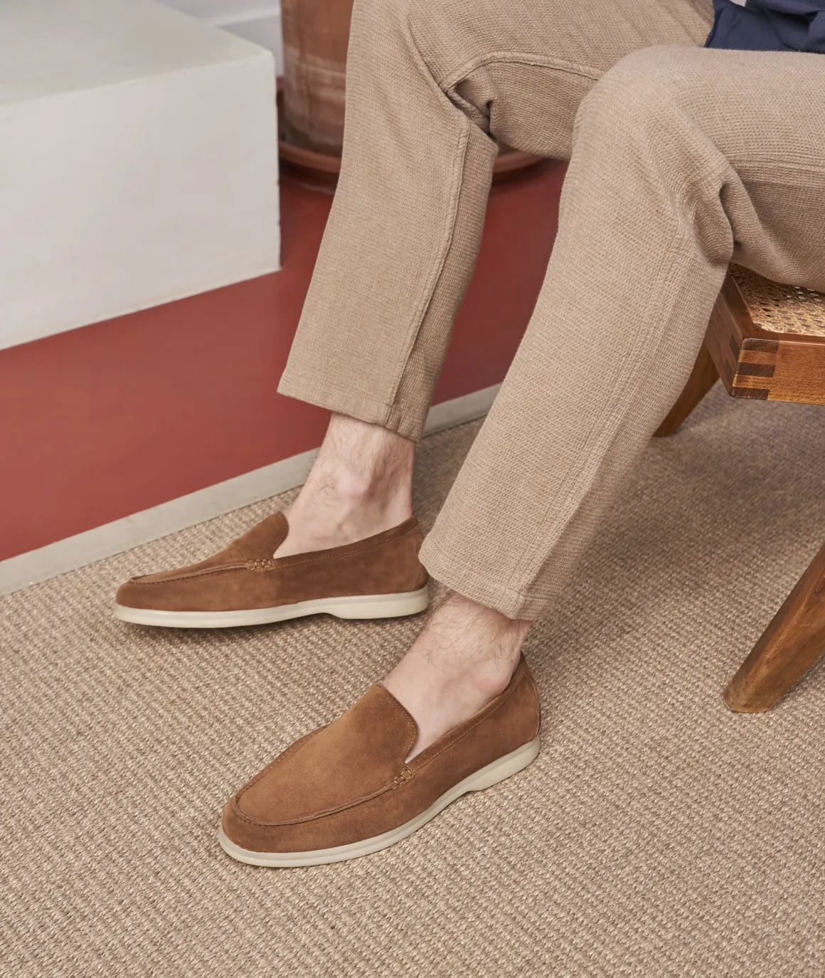 Homme Paire et Fils Mocassins-Mocassin homme en daim marron coco