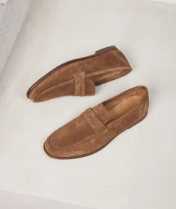 Homme Paire et Fils Mocassins-Mocassin homme en daim marron coco