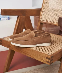 Homme Paire et Fils Mocassins-Mocassin homme en daim marron coco