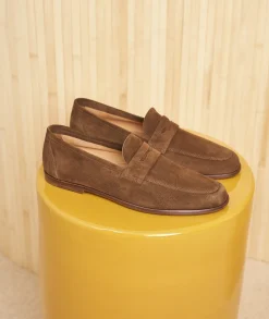 Homme Paire et Fils Mocassins-Mocassin homme en daim marron