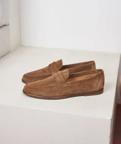 Homme Paire et Fils Mocassins-Mocassin homme en daim marron coco
