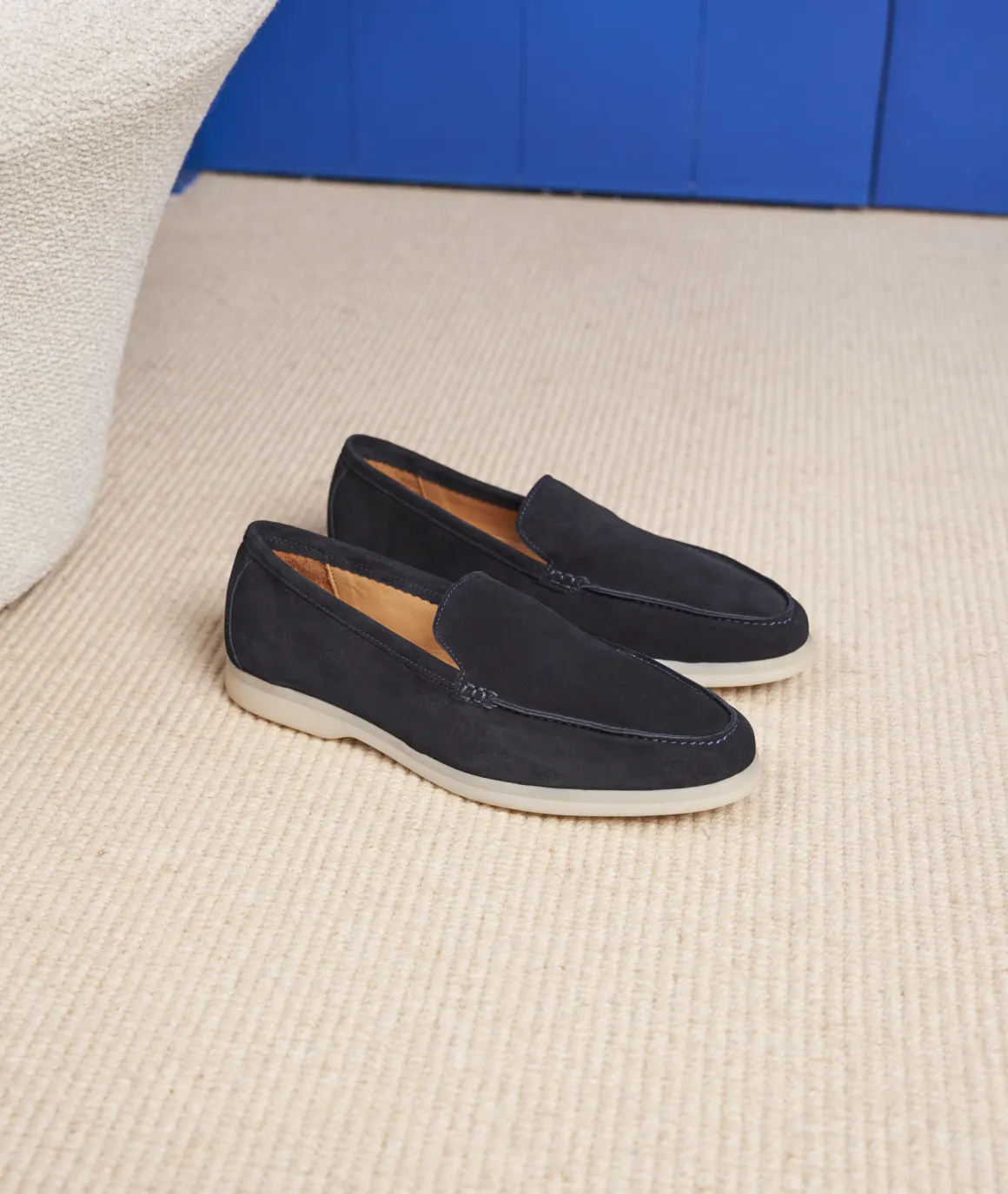 Homme Paire et Fils Mocassins-Mocassin homme en daim bleu marine