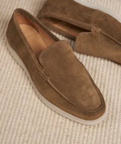 Homme Paire et Fils Mocassins-Mocassin homme en daim feuilles mortes