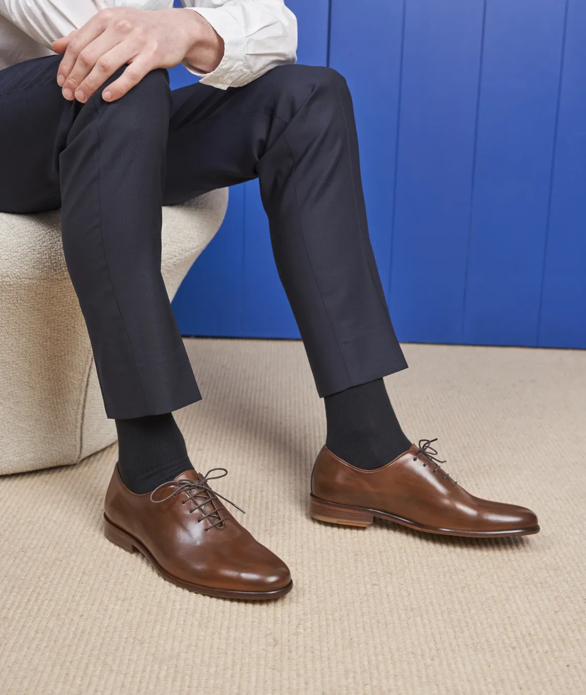Homme Paire et Fils Derbies Et Richelieu-Richelieu en cuir cognac patiné