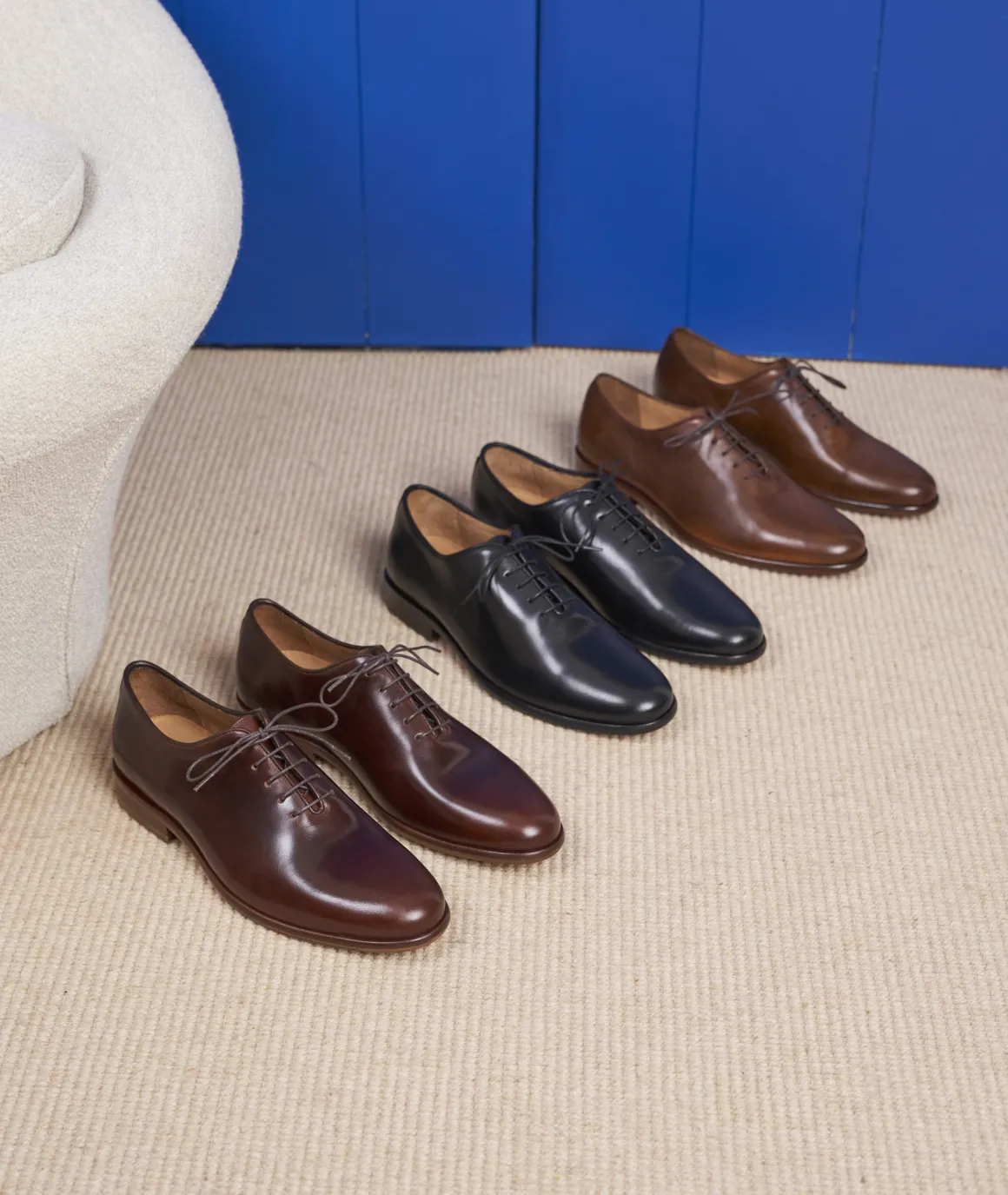 Homme Paire et Fils Derbies Et Richelieu-Richelieu en cuir marron patiné