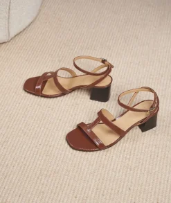 Femme Paire et Fils Sandales-Sandales à talon en cuir vernis