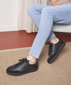 Homme Paire et Fils Sneakers-Sneakers bi matière cuir