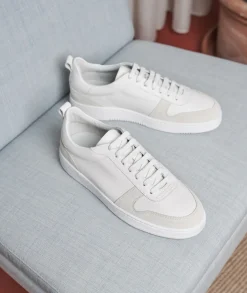 Homme Paire et Fils Sneakers-Sneakers en cuir blancet daim