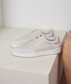 Homme Paire et Fils Sneakers-Sneakers en cuir crème et daim