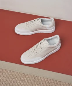 Homme Paire et Fils Sneakers-Sneakers en cuir crème et daim