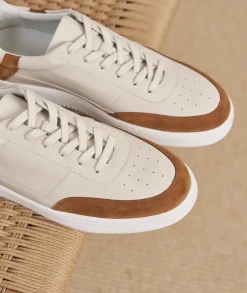 Homme Paire et Fils Sneakers-Sneakers en cuir crèmeet daim