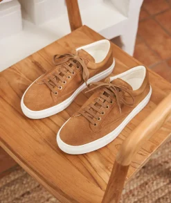 Homme Paire et Fils Sneakers-Sneakers homme en daim beige