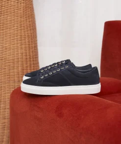 Homme Paire et Fils Sneakers-Sneakers homme en daim bleu marine
