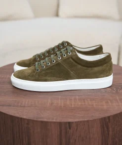 Homme Paire et Fils Sneakers-Sneakers homme en daim kaki