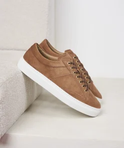 Homme Paire et Fils Sneakers-Sneakers homme en daim marron coco